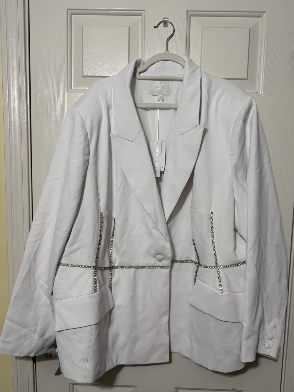 Eloquii White Bridal One-Button Blazer - Women's